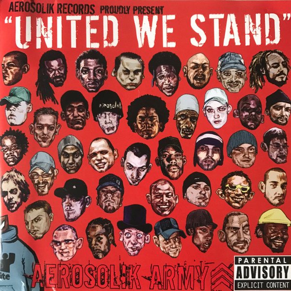United We Stand, Aerosolik Army: a red cover covered in illustrated faces